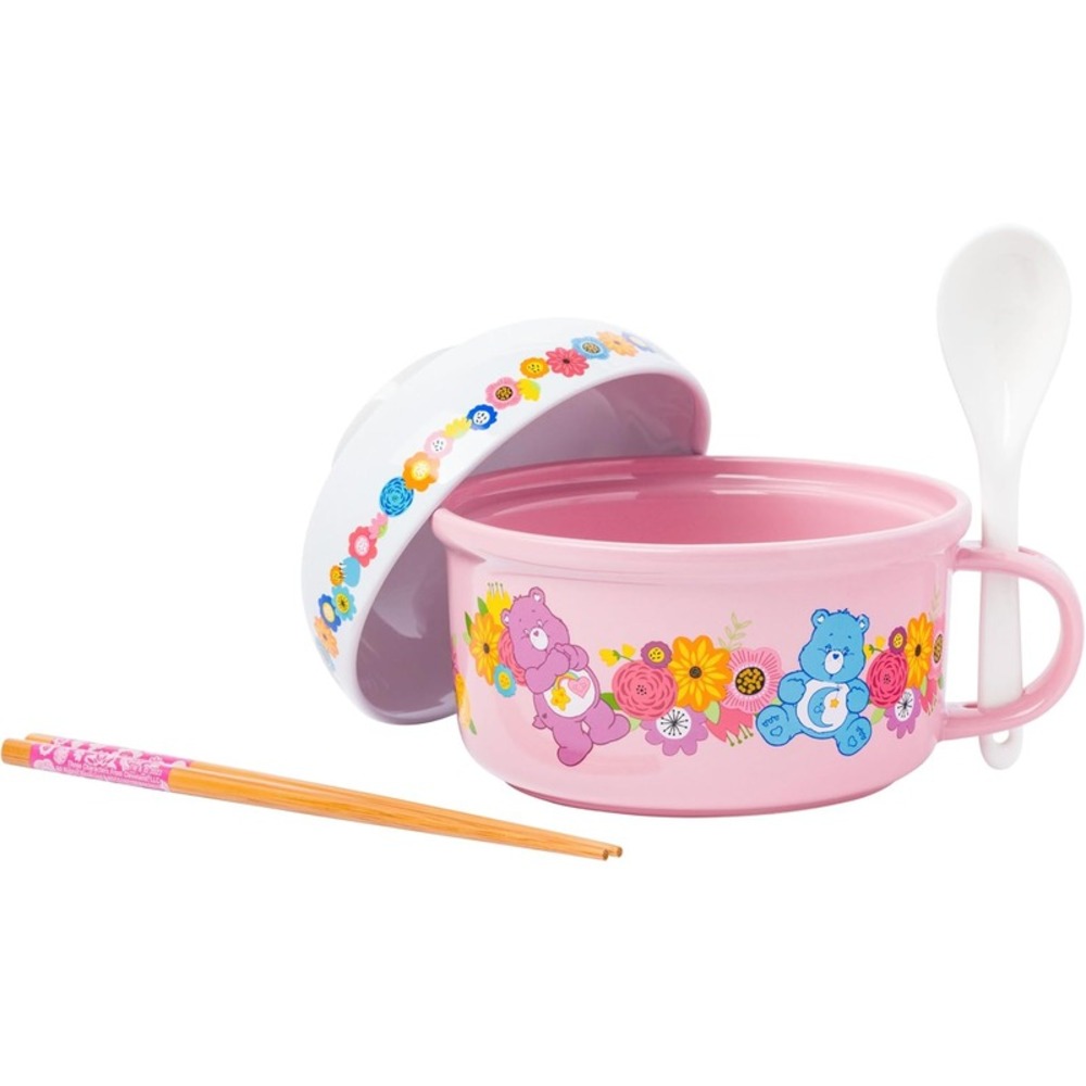 Care Bears, Pink Soup / Noodle Mug and Bowl Set with Spoon & Chopsticks, 13Oz